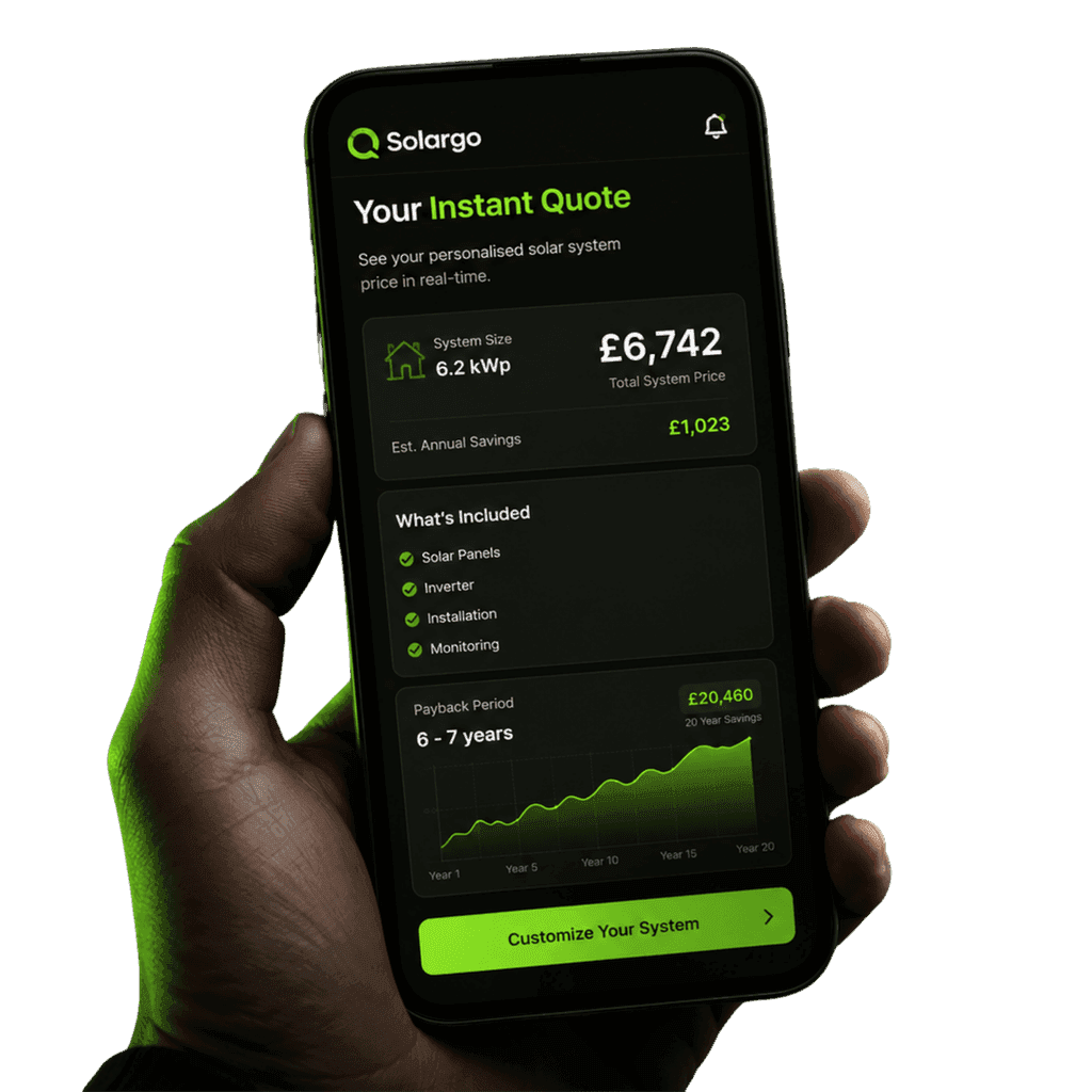 SolarGo instant quote on a phone